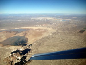 Mojave Desert: Edwards Air Force Base in the distance, next to the dry lake.