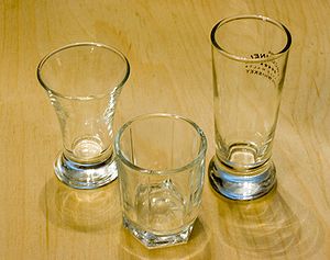 A trio of three typical shot glasses