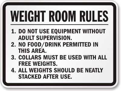 Weight Room Rules Sign