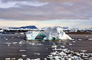 Icebergs around Cape York,Greenland. The icebe...